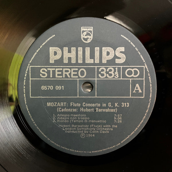 Wolfgang Amadeus Mozart, Hubert Barwahser, London Symphony Orchestra, Sir Colin Davis : The Flute Concertos (LP, Album, RE)