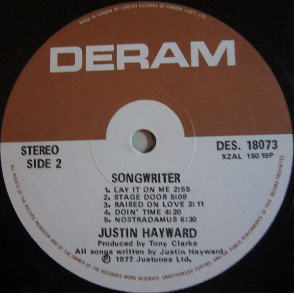 Justin Hayward : Songwriter (LP, Album)