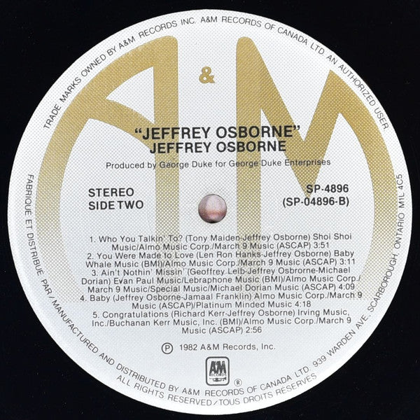 Jeffrey Osborne : Jeffrey Osborne (LP, Album)
