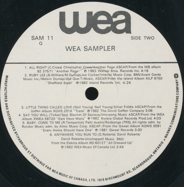 Various : WEA Sampler (LP, Comp, Smplr)
