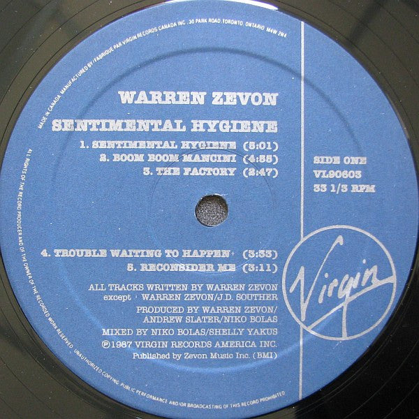Warren Zevon : Sentimental Hygiene (LP, Album)