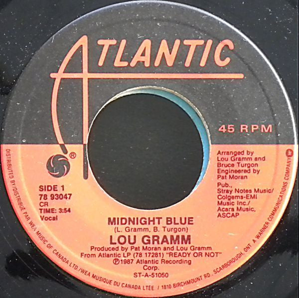 Lou Gramm : Midnight Blue / Chain Of Love (7", Single)