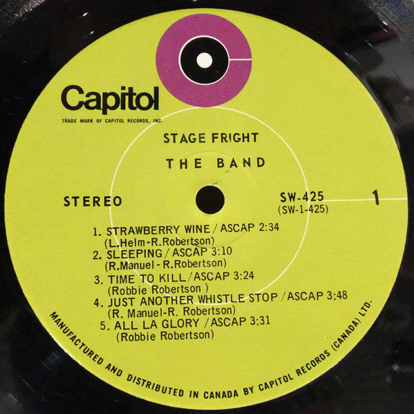 The Band : Stage Fright (LP, Album)