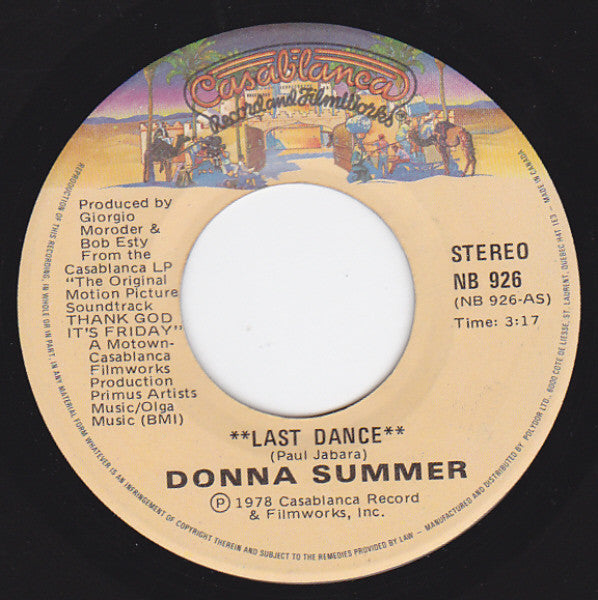 Donna Summer : Last Dance (7", Single)
