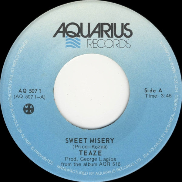 Teaze : Sweet Misery (7", Single)