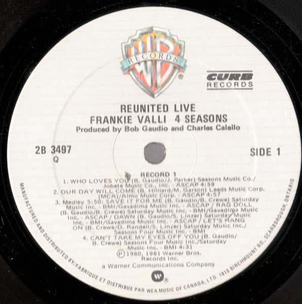 Frankie Valli, The Four Seasons : Reunited Live (2xLP, Comp, Gat)