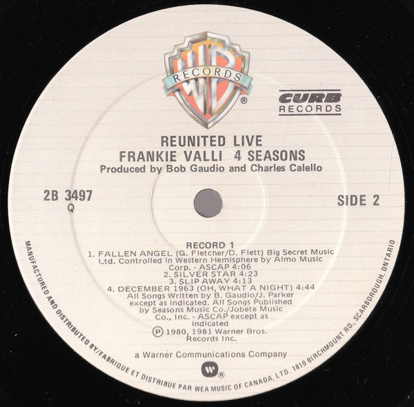 Frankie Valli, The Four Seasons : Reunited Live (2xLP, Comp, Gat)