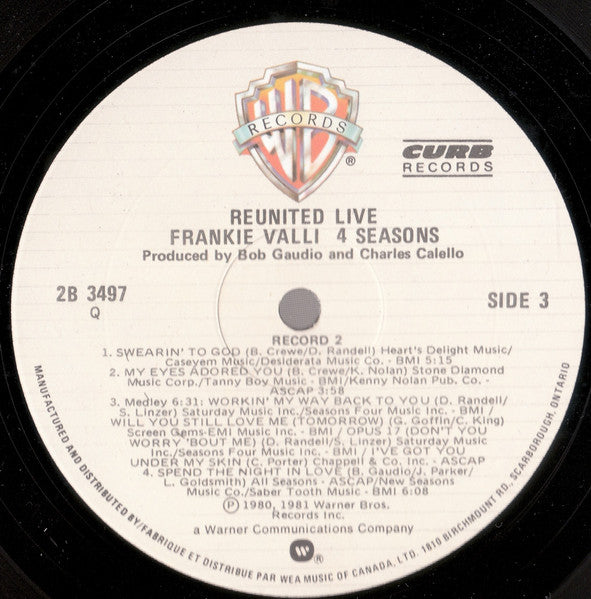 Frankie Valli, The Four Seasons : Reunited Live (2xLP, Comp, Gat)