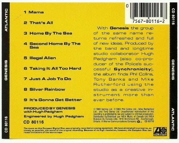 Genesis : Genesis (CD, Album, RE)