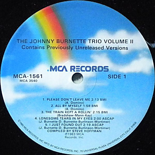 The Johnny Burnette Trio : The Johnny Burnette Trio Volume 2 (LP, Album, Comp)