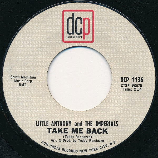 Little Anthony & The Imperials : Take Me Back (7", Single, Mono, Styrene, Ter)