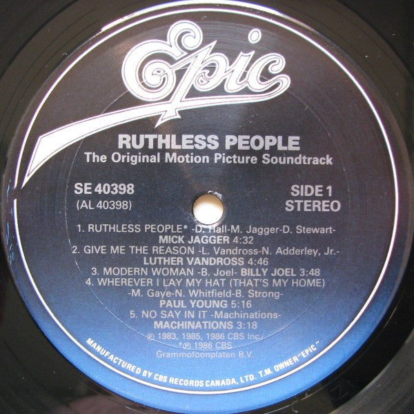 Various : Ruthless People: The Original Motion Picture Soundtrack (LP, Album, Comp)