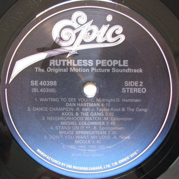 Various : Ruthless People: The Original Motion Picture Soundtrack (LP, Album, Comp)