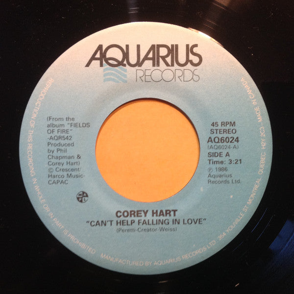 Corey Hart : Can't Help Falling In Love (7", Single, Pos)