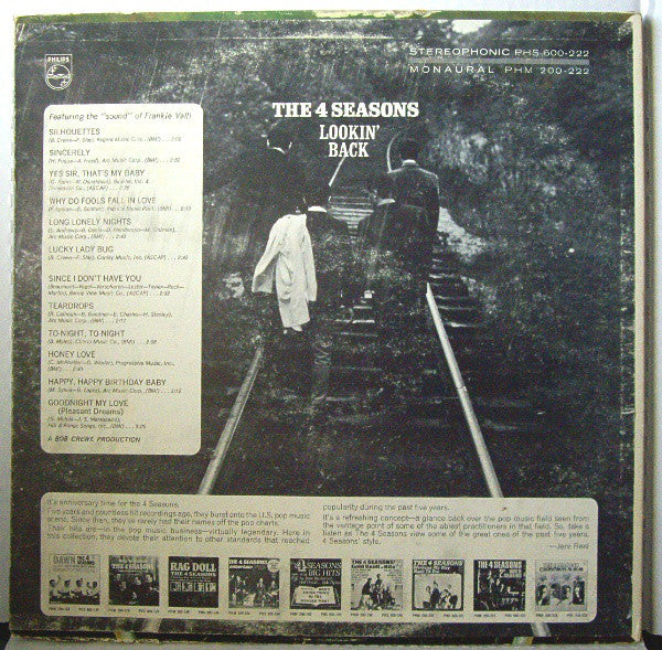 The Four Seasons : Lookin' Back (LP, Album, Comp, Mono)