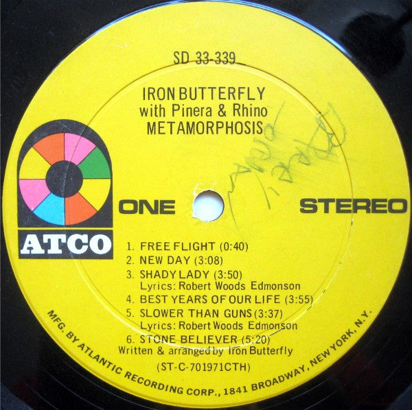 Iron Butterfly With Pinera* & Rhino* : Metamorphosis (LP, Album, CTH)