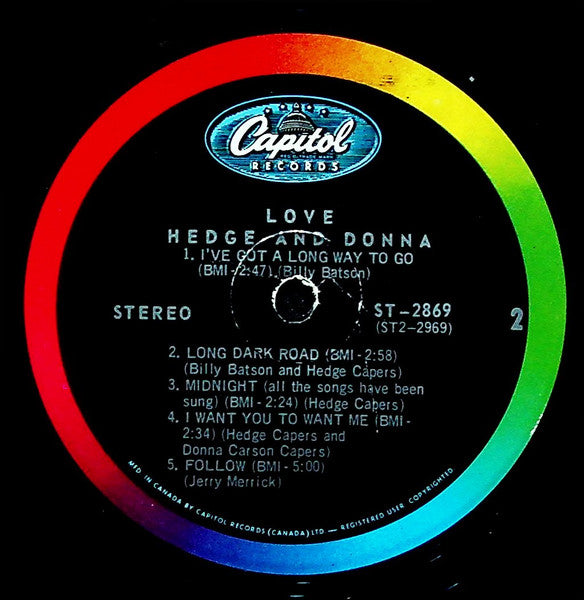 Hedge & Donna : (Love) - Hedge And Donna (LP, Album, Rai)