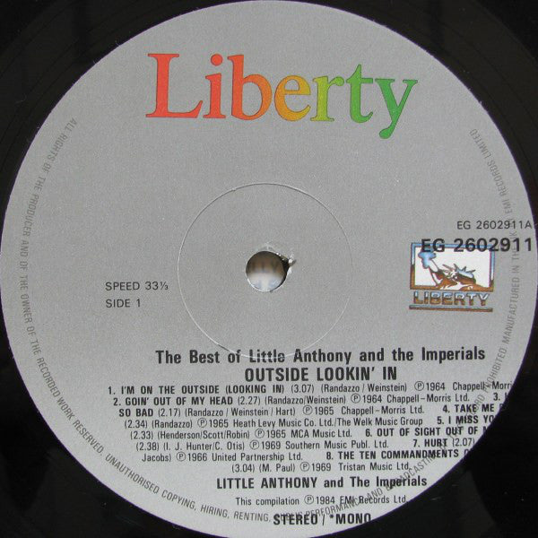 Little Anthony And The Imperials* : The Best Of Little Anthony And The Imperials - Outside Lookin' In (LP, Comp, Mono)
