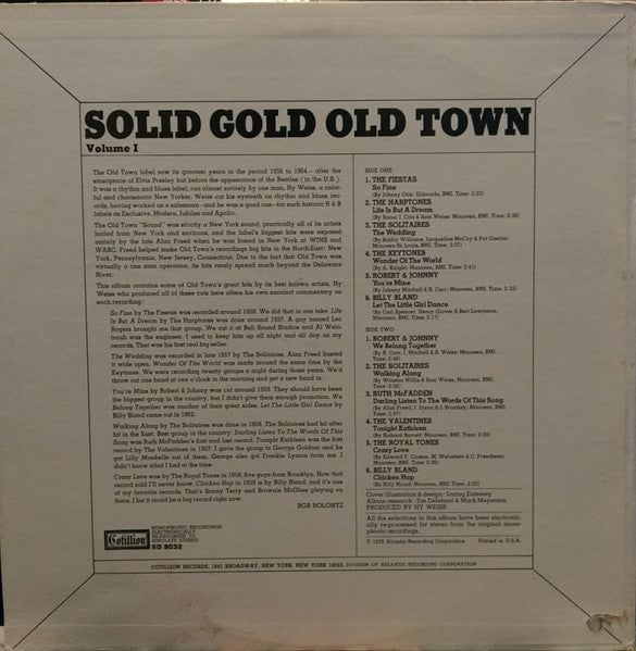 Various : Solid Gold Old Town. Volume 1 (LP, Comp, RE)