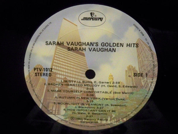 Sarah Vaughan : Sarah Vaughan's Golden Hits (LP, Comp, RE)