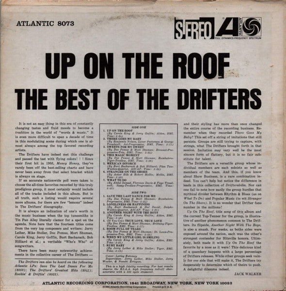 The Drifters : Up On The Roof - The Best Of The Drifters (LP, Album, Comp, RE)