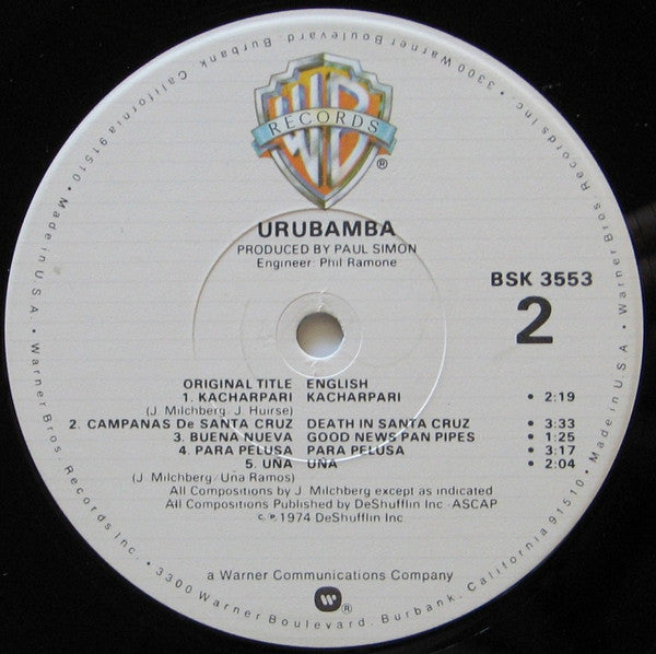 Urubamba : Urubamba (LP, Album, RE, Los)
