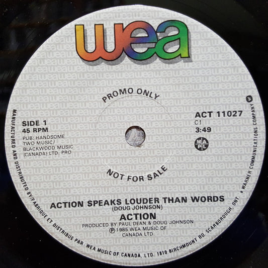 Action (25) : Action Speaks Louder Than Words (7", Single, Promo)