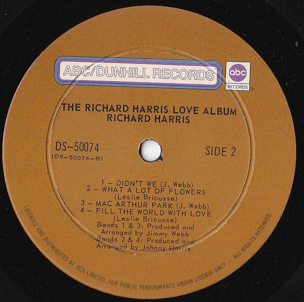 Richard Harris : The Richard Harris Love Album (LP, Album, Comp)
