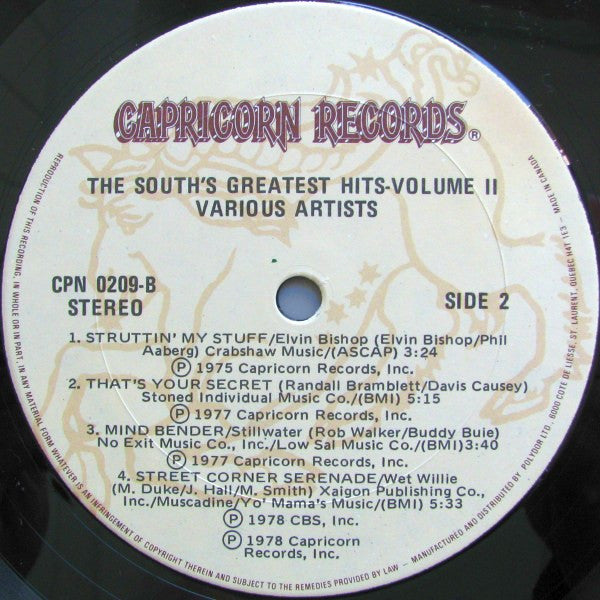 Various : The South's Greatest Hits Volume II (LP, Comp)