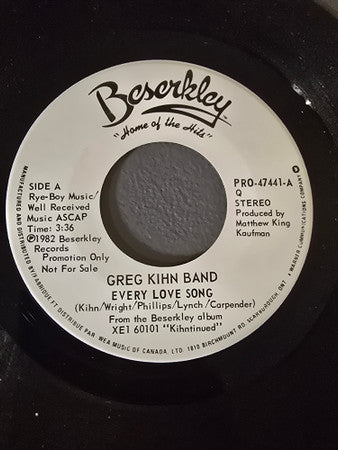 Greg Kihn Band : Every Love Song (7", Promo)