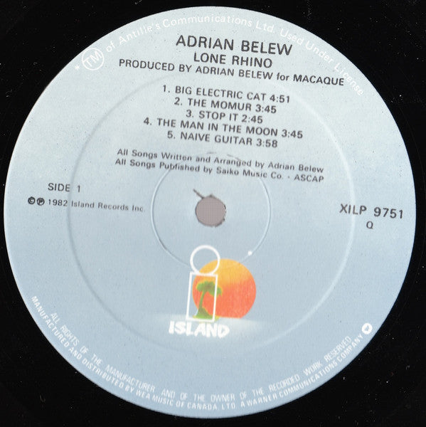 Adrian Belew : Lone Rhino (LP, Album)
