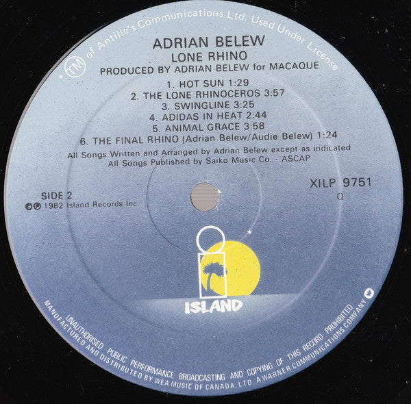 Adrian Belew : Lone Rhino (LP, Album)