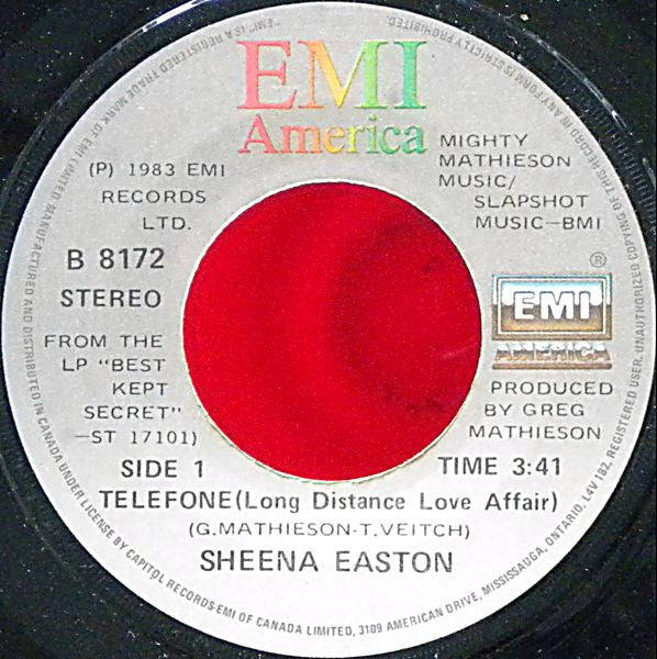 Sheena Easton : Telefone (Long Distance Love Affair) (7", Single)