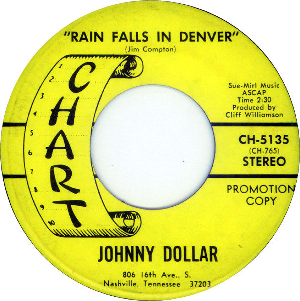 Johnny Dollar : If I Make The Front Door Woman (I'm Gonna Kiss You) / Rain Falls In Denver (7", Single, Mono, Promo)