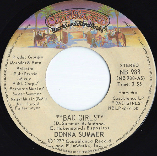 Donna Summer : Bad Girls (7", Single, Qua)