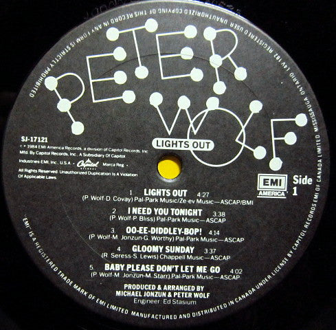 Peter Wolf : Lights Out (LP, Album)
