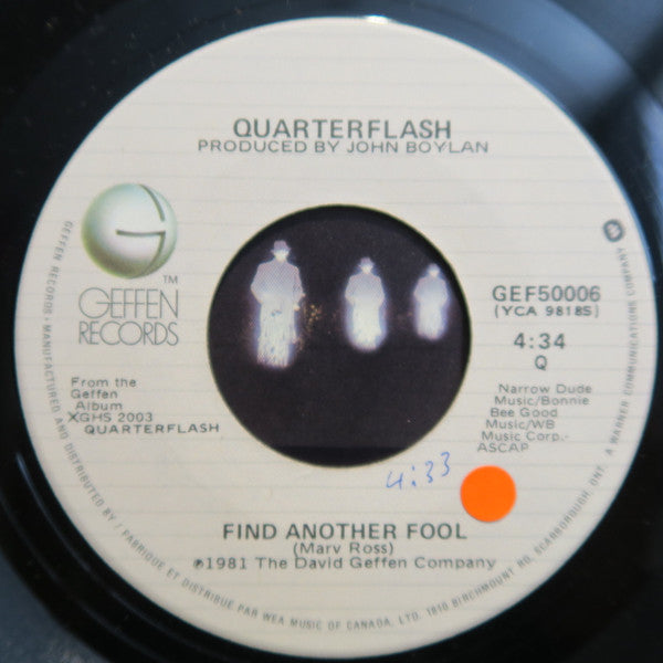 Quarterflash : Find Another Fool (7", Single)