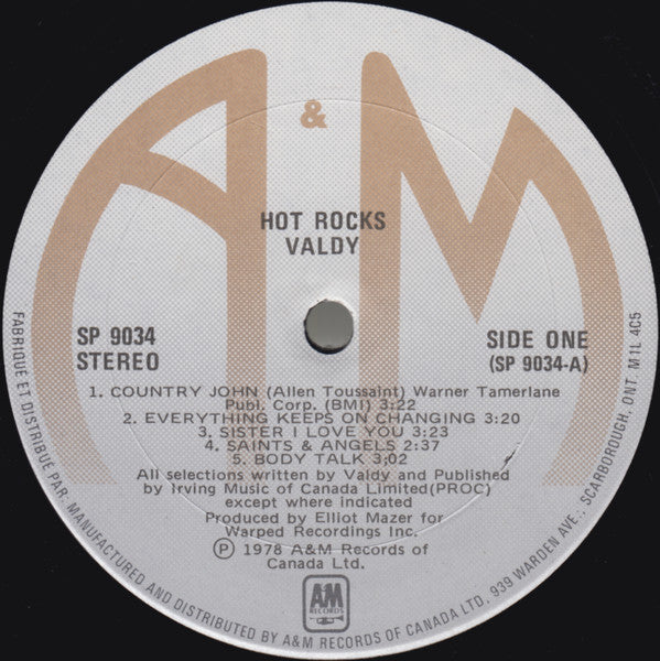 Valdy : Hot Rocks (LP, Album)
