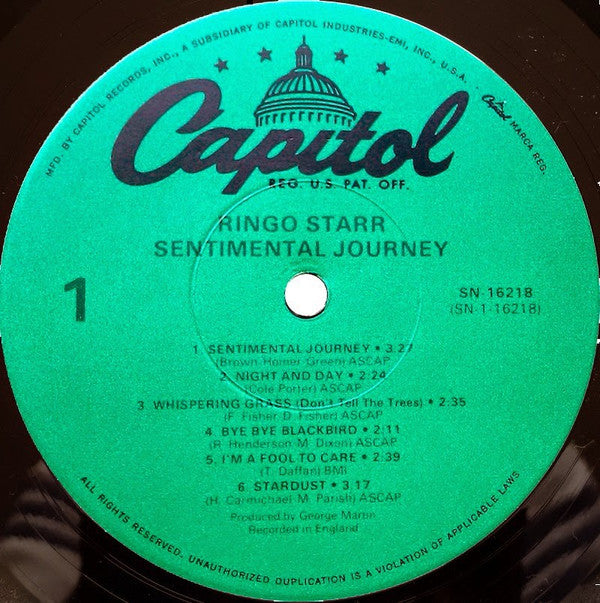 Ringo Starr : Sentimental Journey (LP, Album, RE)