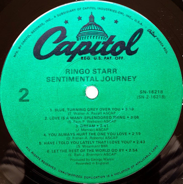 Ringo Starr : Sentimental Journey (LP, Album, RE)