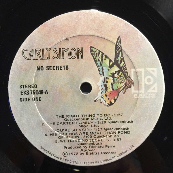 Carly Simon : No Secrets (LP, Album)