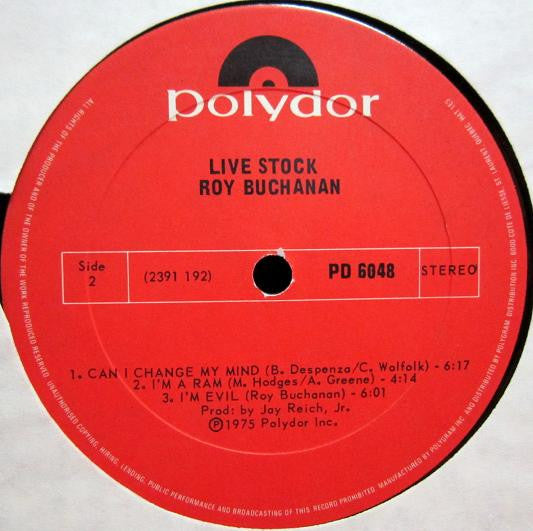 Roy Buchanan : Live Stock (LP, Album, RE)
