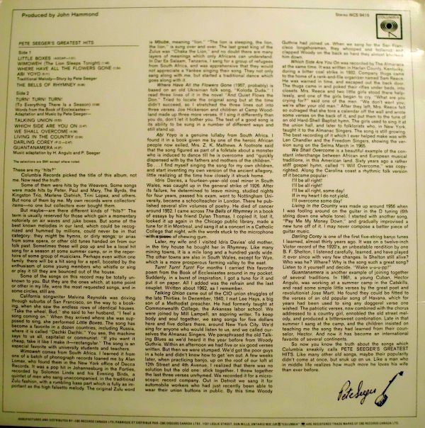 Pete Seeger : Pete Seeger's Greatest Hits (LP, Comp, RE)