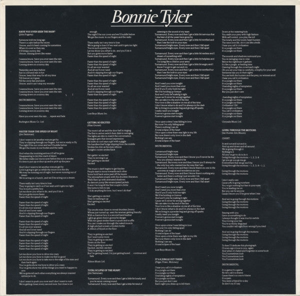Bonnie Tyler : Faster Than The Speed Of Night (LP, Album)