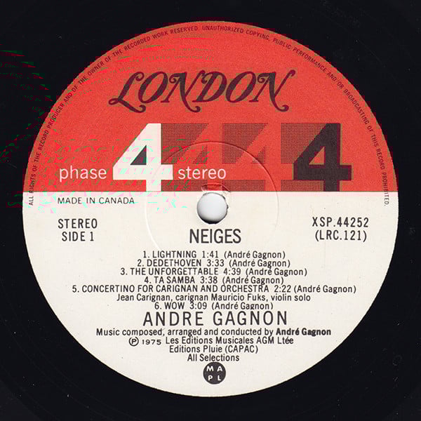 André Gagnon : Neiges (LP, Album, Gat)