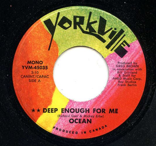 Ocean (3) : Deep Enough For Me (7", Single)