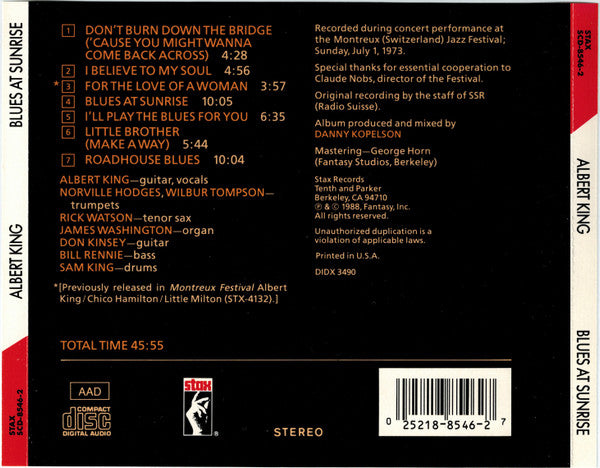 Albert King : Blues At Sunrise (CD, Album)
