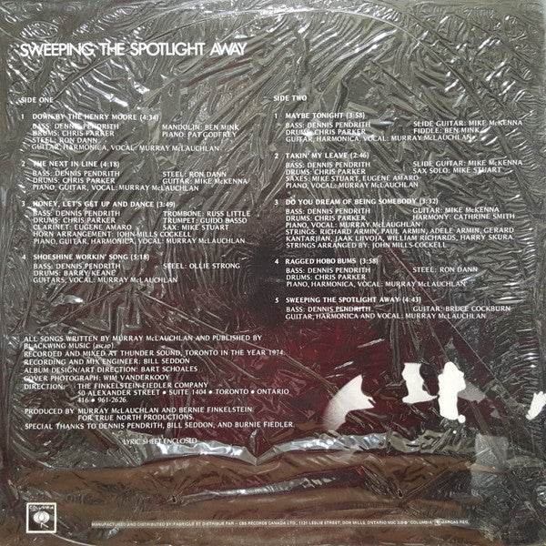 Murray McLauchlan : Sweeping The Spotlight Away (LP, Album, RP)