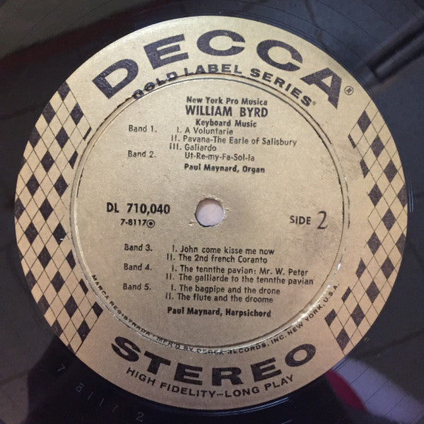 William Byrd - New York Pro Musica, Paul Maynard : Keyboard Musick (LP, Album)