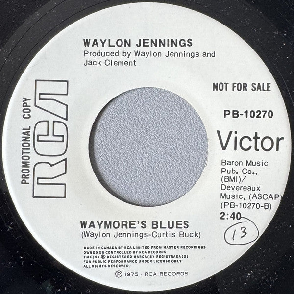 Waylon Jennings : Dreaming My Dreams With You (7", Single, Promo)